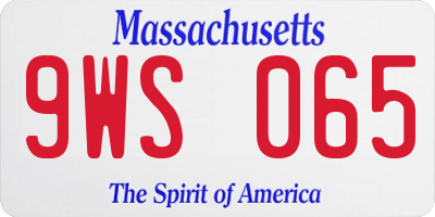MA license plate 9WS065