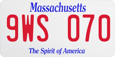 MA license plate 9WS070