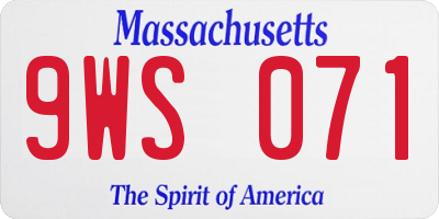 MA license plate 9WS071