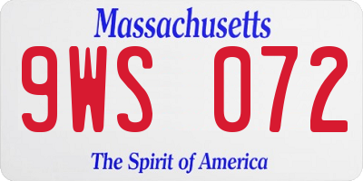 MA license plate 9WS072