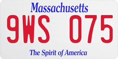 MA license plate 9WS075