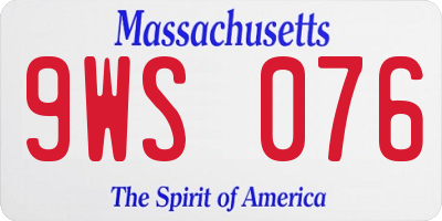 MA license plate 9WS076
