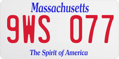 MA license plate 9WS077
