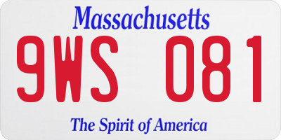 MA license plate 9WS081