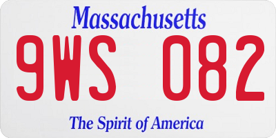 MA license plate 9WS082