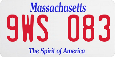 MA license plate 9WS083