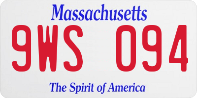 MA license plate 9WS094