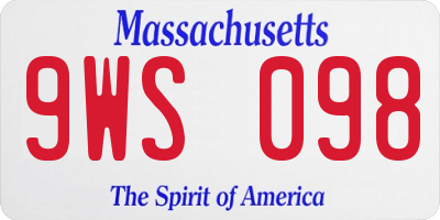 MA license plate 9WS098