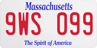 MA license plate 9WS099