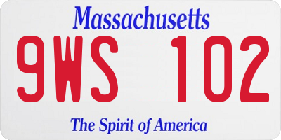 MA license plate 9WS102