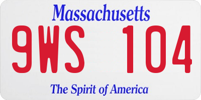 MA license plate 9WS104