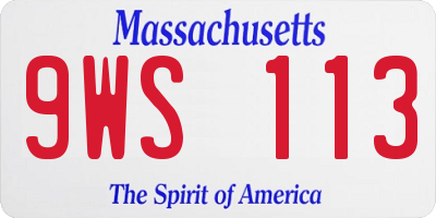 MA license plate 9WS113
