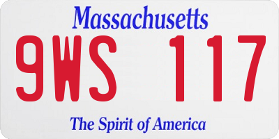 MA license plate 9WS117
