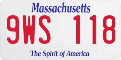 MA license plate 9WS118
