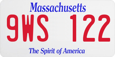 MA license plate 9WS122