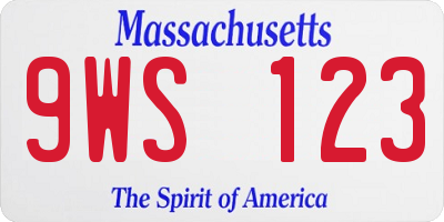 MA license plate 9WS123