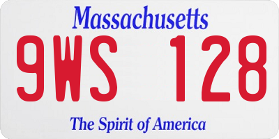 MA license plate 9WS128