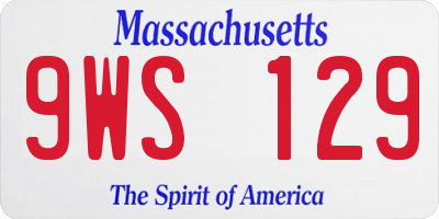 MA license plate 9WS129