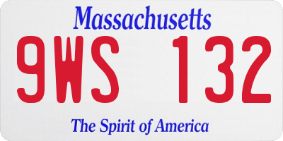 MA license plate 9WS132