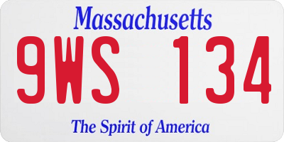 MA license plate 9WS134