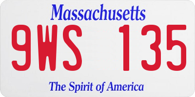 MA license plate 9WS135