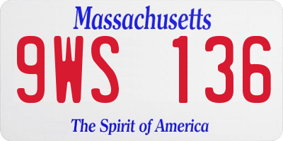 MA license plate 9WS136