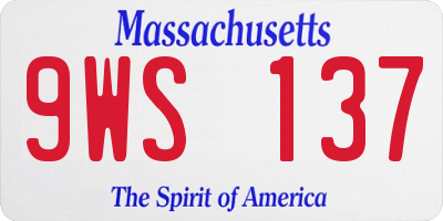 MA license plate 9WS137