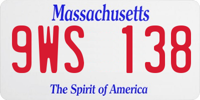 MA license plate 9WS138