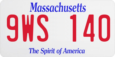 MA license plate 9WS140