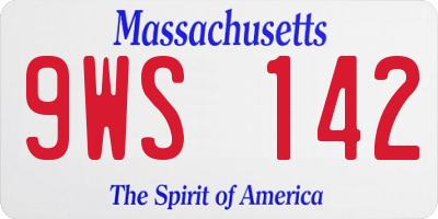 MA license plate 9WS142