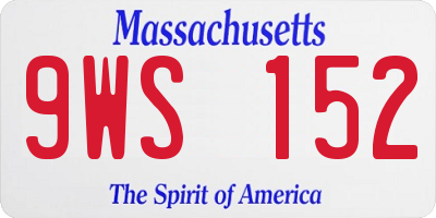 MA license plate 9WS152