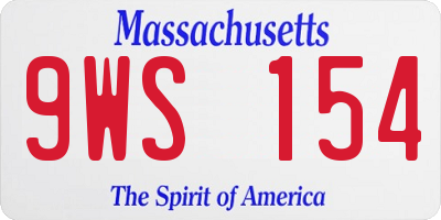 MA license plate 9WS154