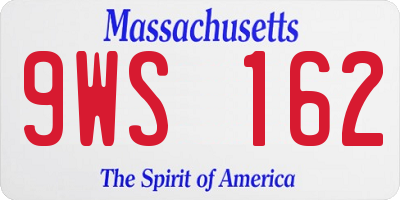 MA license plate 9WS162