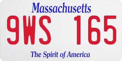 MA license plate 9WS165