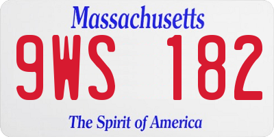 MA license plate 9WS182