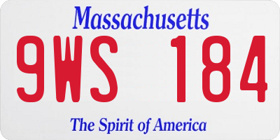 MA license plate 9WS184