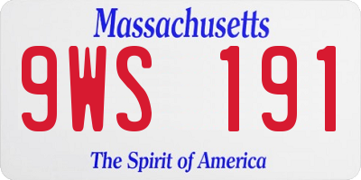 MA license plate 9WS191