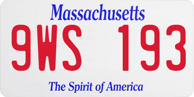 MA license plate 9WS193