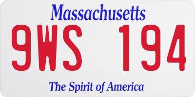 MA license plate 9WS194