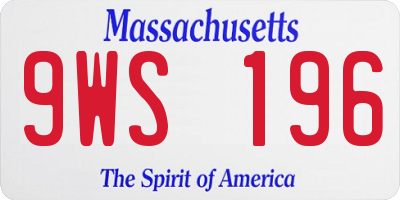 MA license plate 9WS196