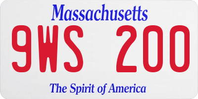 MA license plate 9WS200