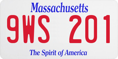 MA license plate 9WS201