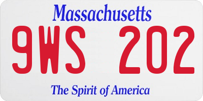 MA license plate 9WS202