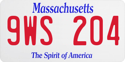 MA license plate 9WS204