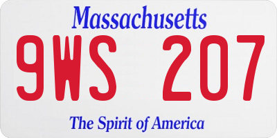 MA license plate 9WS207