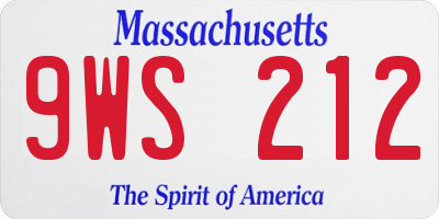 MA license plate 9WS212