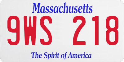 MA license plate 9WS218