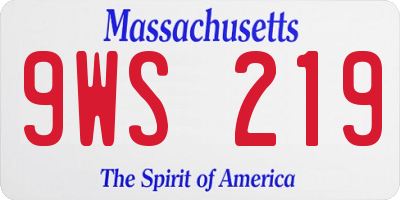 MA license plate 9WS219