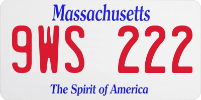 MA license plate 9WS222