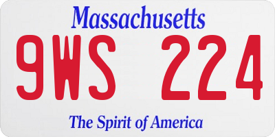 MA license plate 9WS224